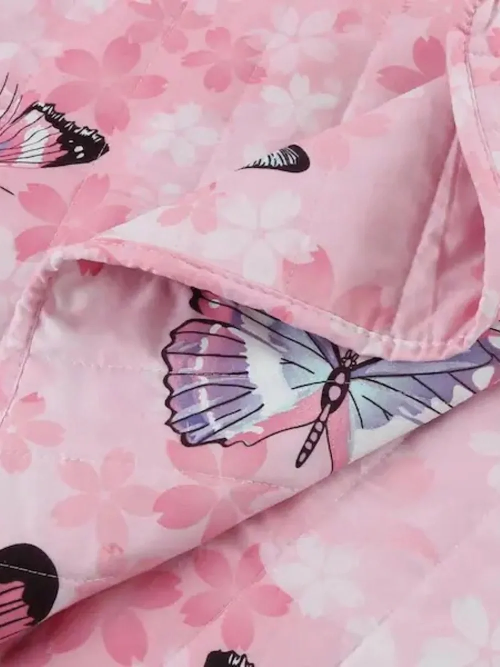 Pink Butterfly Twin 2 piece Quilt Set
